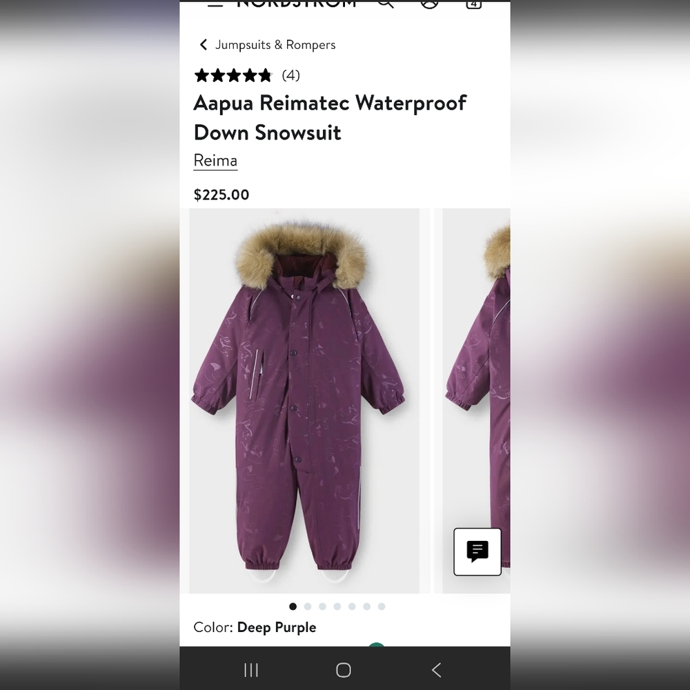 NWT Reima Floral Waterproof Weatherproof Snowsuit with Faux Fur Trim - Picture 3 of 15